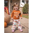 thumbnail image 3 of BemeyourBBs Toddler Girl Halloween Outfit Pumpkin Sweatshirt Flare Pants Headband, 3 of 9