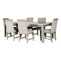Furniture of America Telli 7-Piece Wood Dining Table Set in Gray and Stone Gray