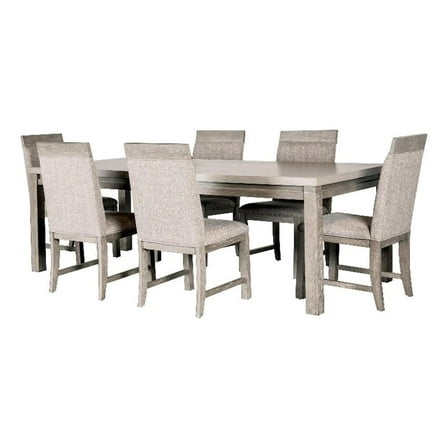 Furniture of America Telli 7-Piece Wood Dining Table Set in Gray and Stone Gray