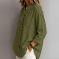 thumbnail image 6 of VBVC Women's Linen Cotton Button Down Shirt , Long Sleeve Loose Tunic Top For Women , Ladies' Lightweight Casual Blouse with Pockets,Army Green,S-3XL, 6 of 7
