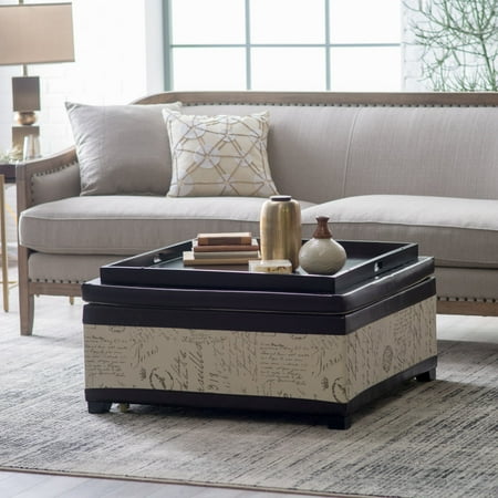 Belham Living Corbett Leather And Linen Coffee Table Storage Ottoman Belham Living Corbett Leather And Linen Coffee Table Storage Ottoman