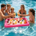 thumbnail image 5 of Leeye Inflatable Cup Holder Float, 48.4 x 23.6 Inch Pool Drink Tray with Cup Holders, Floating Beverage Station for Swimming Pool Parties, Pink, 5 of 5