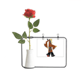 thumbnail image 1 of Chinese Culture Shadow Play Pattern Artificial Rose Flower Hanging Vases Decoration Bottle, 1 of 3