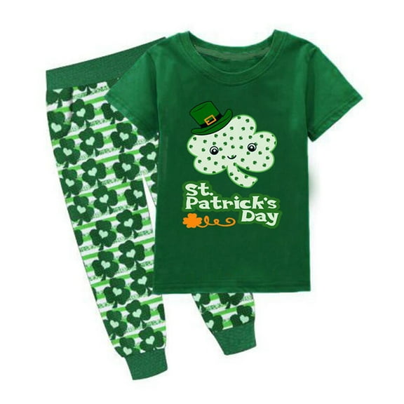 Baby St Patricks Day Outfit Boy Bodysuit Printed T-Shirt Top Long Pants Children's Wear