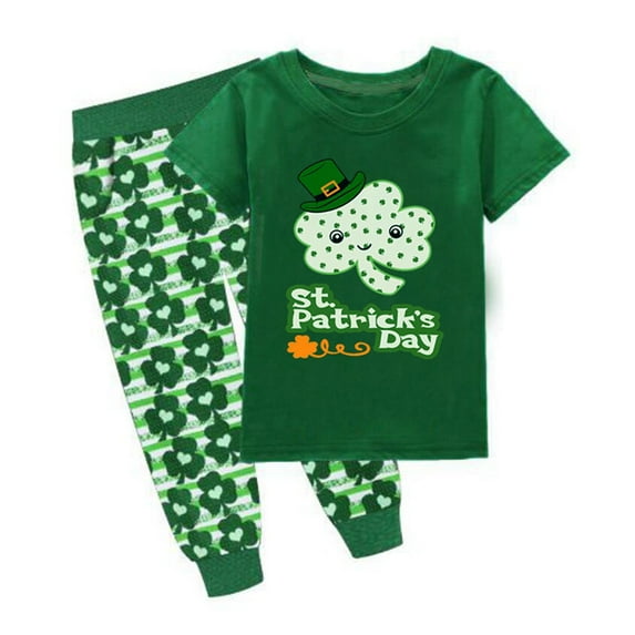 Baby St Patricks Day Outfit Boy Bodysuit Printed T-Shirt Top Long Pants Children's Wear