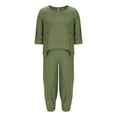 thumbnail image 6 of Ndbuld Womens Fashion 2 Piece Outfits Short Sleeve Tops Set Matching Shorts Loungewear Tracksuit Lounge Sets Army Green L, 6 of 6