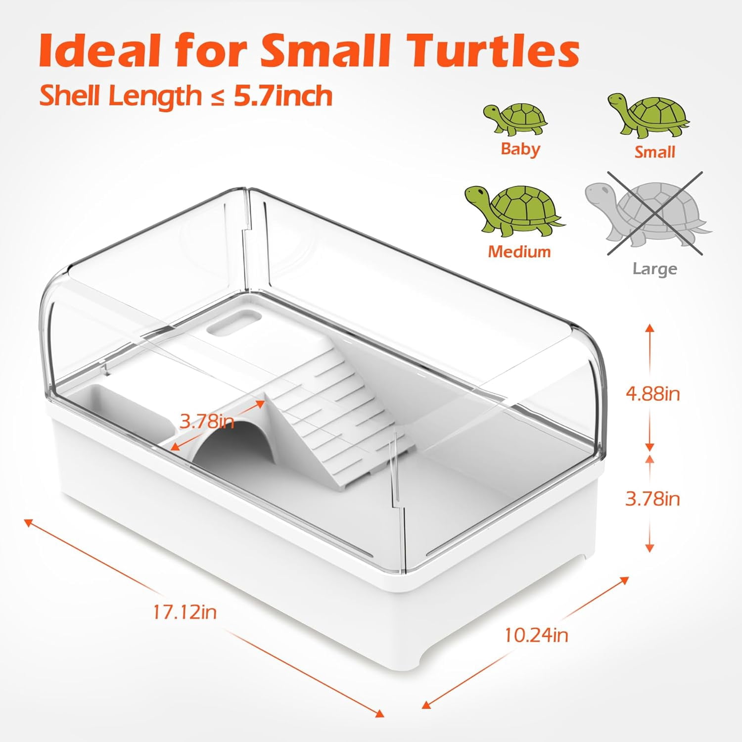 Turtle Tank Habitat Kit,Complete Aquatic Tortoise Starter Enclosure with Filter,Basking Platform with Hideout,Multi-Function Area,Drainage,Plants and Lamps,Perfect for Red Eared Slider Aquarium