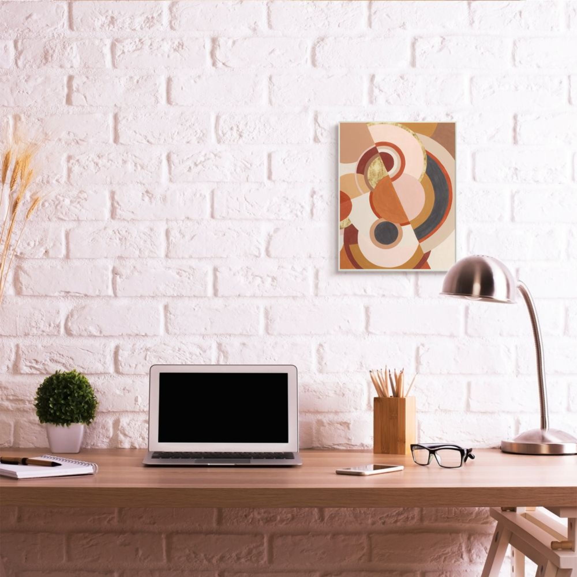 Stupell Industries Asymmetric Abstract Circles Pink Brown Design Design by Grace Popp