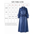 thumbnail image 5 of Deep Blue Plus Size Denim Dress for Women, Lapel Button Front Belted Maxi Dress for Work and Casual, 5 of 5