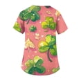 thumbnail image 4 of OIOLOYJM St. Patrick's Day Scrub Tops Women Lucky Stretch Clover Print Tops V Neck Short Sleeve Nursing Shirts Soft T Shirts with Pockets Pink S, 4 of 4
