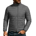 thumbnail image 2 of Ceisia Men Solid Stand Collar Quilted Puffer Jacket Full Zip Lightweight Warm Outer Coat For Fall Winter Outdoor Travel Daily Commute Gift, 2 of 7