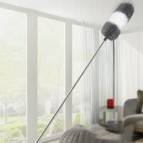 HaoXun Stainless Steel Extendable Duster with Microfiber Head - 114in Extra Long Bendable Pole for High Ceiling & Fan Cleaning