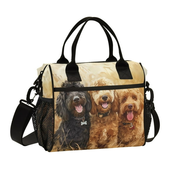 Lunch Bag Insulated Lunch Box Leakproof Reusable Cooler Tote Adjustable Shoulder Strap for Men Women Happy Dogs in Wheat Field 9L