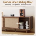 thumbnail image 5 of WIRRYTOR Mid-Century Modern TV Stand for 80 inch TV with Linen Sliding Doors, 70" Boho Entertainment Center, Wood Media Console Table, Walnut, 5 of 9