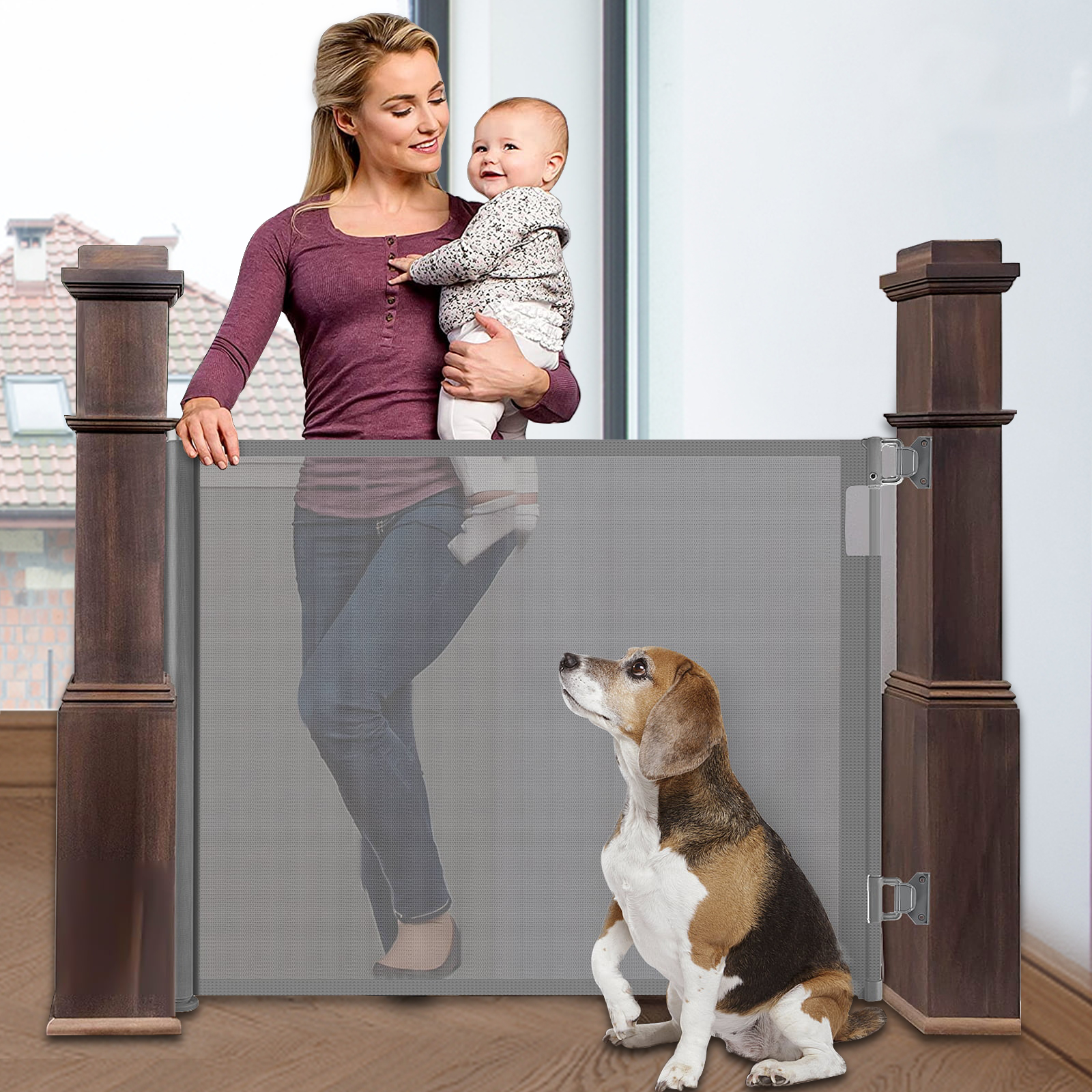 Retractable Pet Gate, Baby Gate, Extra Wide Expandable Pet Gate for