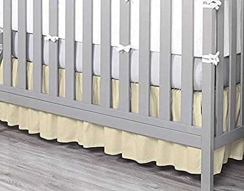 Crib Bed Skirt Dust Ruffle Nursery Crib Toddler Bedding Microfiber Fabric Ruffle Bed Skirt for Baby Boys or Girls (28” x 52” x 14’’) - Ivory Solid