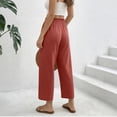 thumbnail image 5 of Capri Pants for Women High Waisted Wide Leg Casual Lounge Pant Summer Adjustable Drawstring Trousers with Pockets Vermilion M, 5 of 8