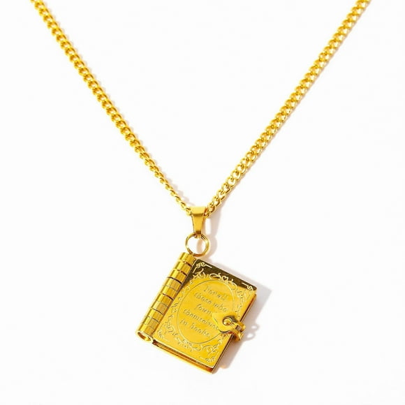 Stainless Steel Blank Book Locket Pendant Necklace For Women Diy Necklaces