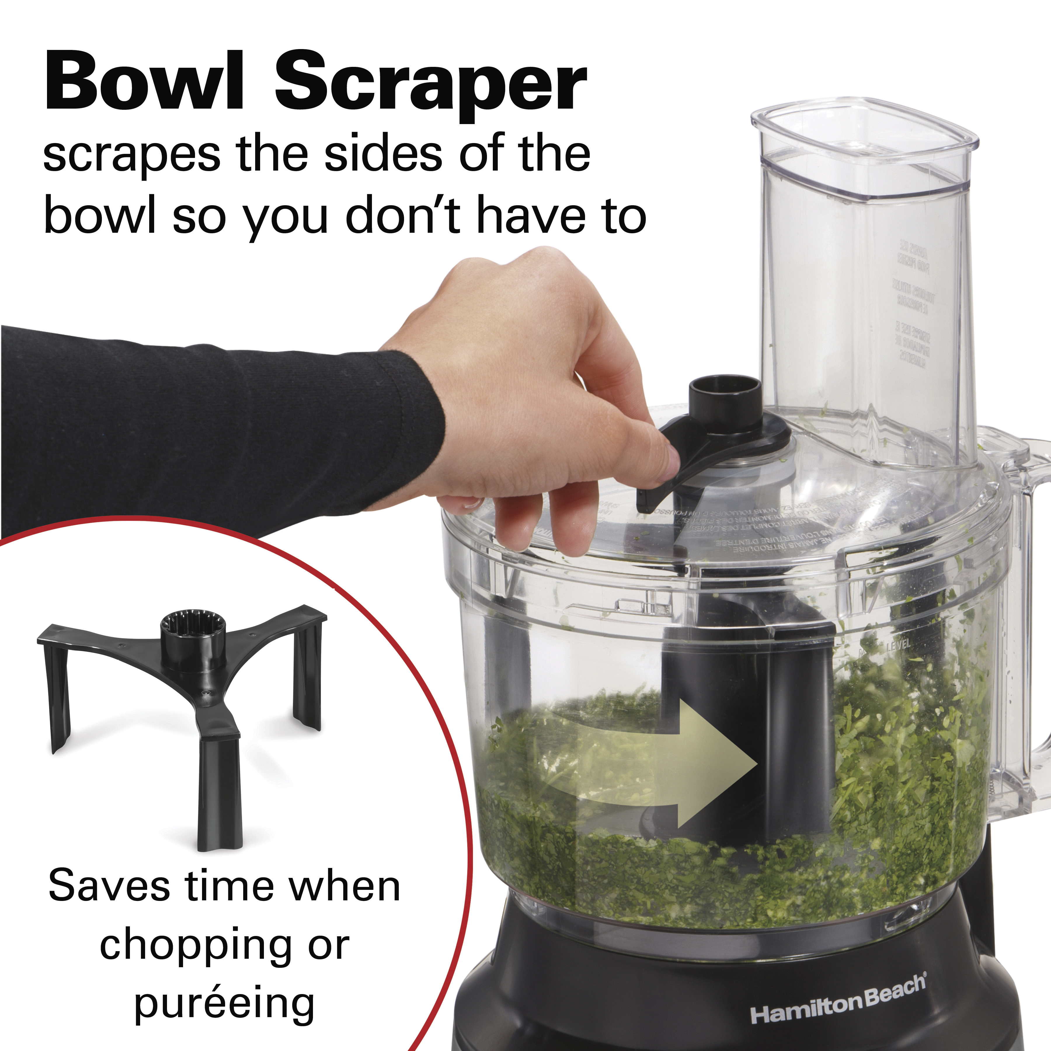 Hamilton Beach Food Processor and Vegetable Chopper with Easy Clean Bowl Scraper, 10 Cup Capacity, Stainless Steel, 70730 - image 3 of 9