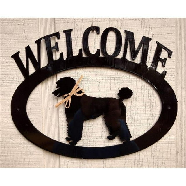 Panneau de Bienvenue en Métal Lazy Scroll poodlewelcome Caniche