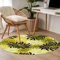 thumbnail image 3 of Area Rug 48in, Black White Chrysanthemum Floor Carpet Living Room Rug, Vintage Blossom Flower on Yellow Non-Slip Welcome Mat Indoor Rugs for Bedroom Dining Room, 3 of 9