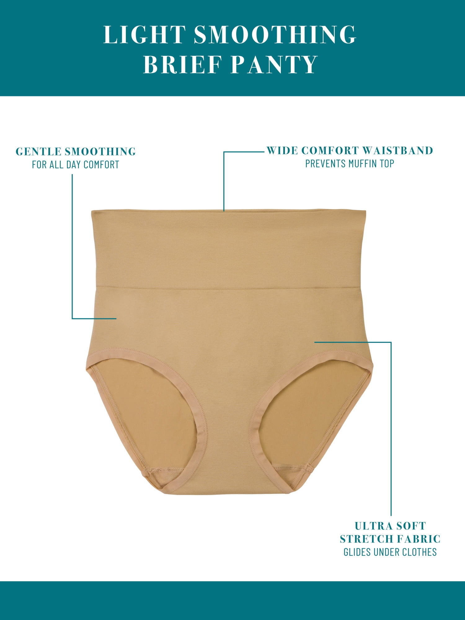 Vanity Fair Radiant Women's Seamless Smoothing Brief Panties, 2 Pack, Sizes S-4XL