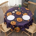 thumbnail image 3 of Halloween Pumpkin Bat Pattern Round Tablecloth 60"x60",Wrinkle Wipeable Table Cloth for Kitchen Dining Room Picnic Patio Party, 3 of 6