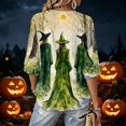 thumbnail image 5 of 3/4 Sleeve Fall T-Shirt for Women 3/4 Length Sleeve Womens Tops Halloween Witch Novelty Graphic Tees, 5 of 6