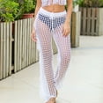 thumbnail image 5 of Defitshape Women's Sexy Swim Suit Coverup Pants Swimwear Sheer See Through Lace Mesh Crochet Net Fishnet Hollow Out Flowy Fringe Beach Boho Hippie Bikini Bathing Suit Cover Ups Long White X-Large, 5 of 5