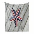 thumbnail image 1 of 4th of July Soft Flannel Fleece Throw Blanket, Star with US Flag Pattern over Wooden Planks National Holiday Image, Cozy Plush for Indoor and Outdoor Use, 50" x 60", Multicolor, by Ambesonne, 1 of 6