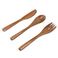 thumbnail image 2 of Straight Handle Cutlery, High Hardness Smoothly Safe Usage Wooden Knife Fork Spoon Set  For Lunch Dinner, 2 of 8