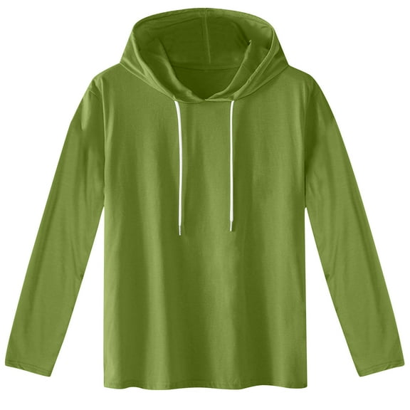 Mens Drawstring Hooded Sweatshirts, Hoodies for Men Big and Tall Fall Casual Solid Color Long Sleeve Pullover with Pockets S-4XL