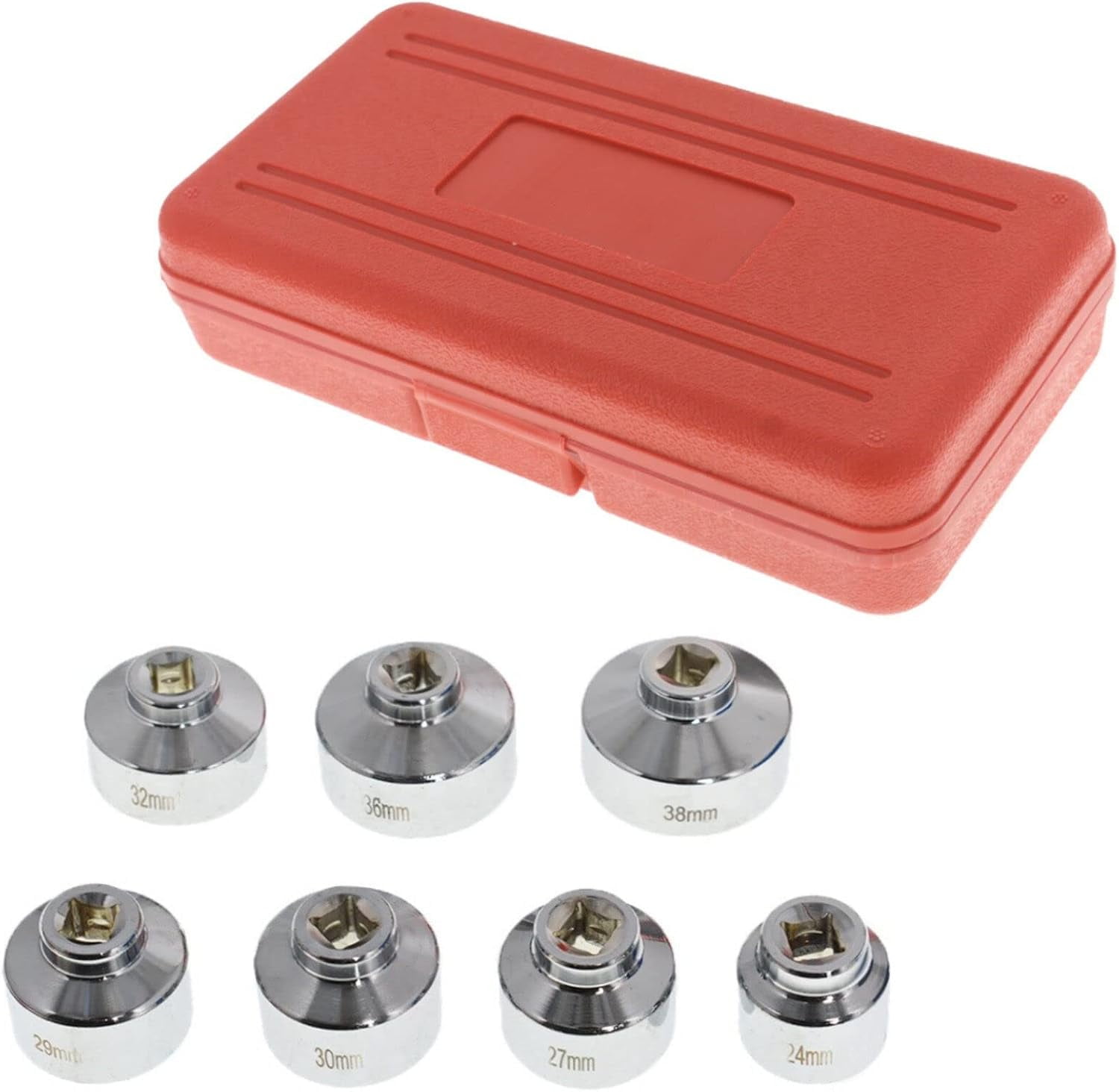 waltyotur 7 Pcs 3/8 Oil Filter Cap Wrench Socket Set Tool Kit 24mm to 38mm Replacement for Mercedes Benz VW and BMW Paper Cartridge Housing