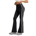 thumbnail image 2 of Women's High-Waisted Flared Yoga Pants with Striped Design for Running and Fitness, 2 of 4