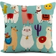 thumbnail image 4 of Rurpali Set of 4 Linen Throw Pillow Cover 18x18 Inch Orange Cute Cartoon Llama Home Decor Pillowcase Square Cushion Cover for Sofa Bed Couch, 4 of 5