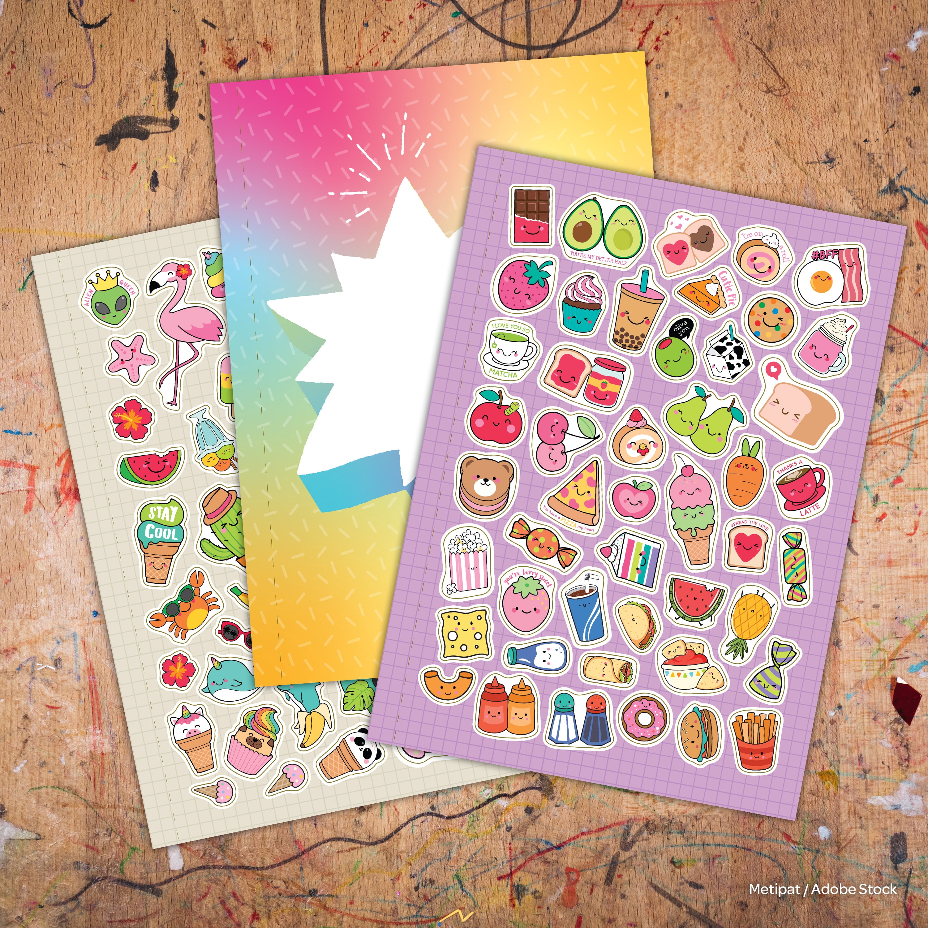 Kawaii Sticker and Stencil 20-page Picture Activity Book, by Bendon, Paperback