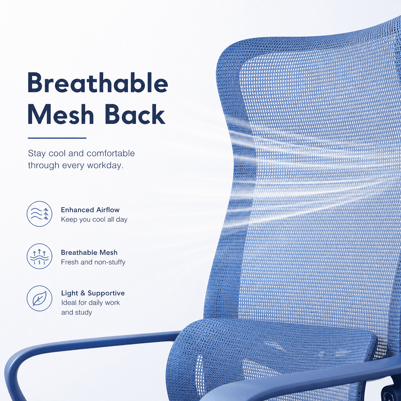 Homy Casa Ergonomic Mesh Office Chair with Adjustable Lumbar Support, High Back Swivel Desk Chair
