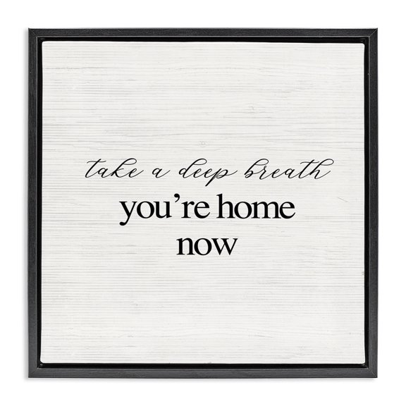 Stupell Industries Home Now Minimal Phrase Typography Painting Black Floater Framed Canvas Art Print Wall Art, 25 x 25