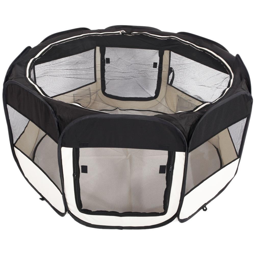 HOBBYZOO 45" Portable Pet Dog Kennel Fence Playpen Exercise Pen Black