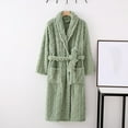 thumbnail image 2 of TFEOQRY Night Robe for Men Thick Thermal Flannel Nightgown Long Sleeved Sleepwear Pajamas Robe Green, 2 of 6