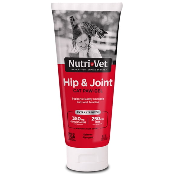 Nutri-Vet Cat Hip & Joint Paw Gel - Cat Joint Supplement - Glucasomine, MSM, and Chondroitin - Tasty & Easy to Give - 3 Ounce Tube