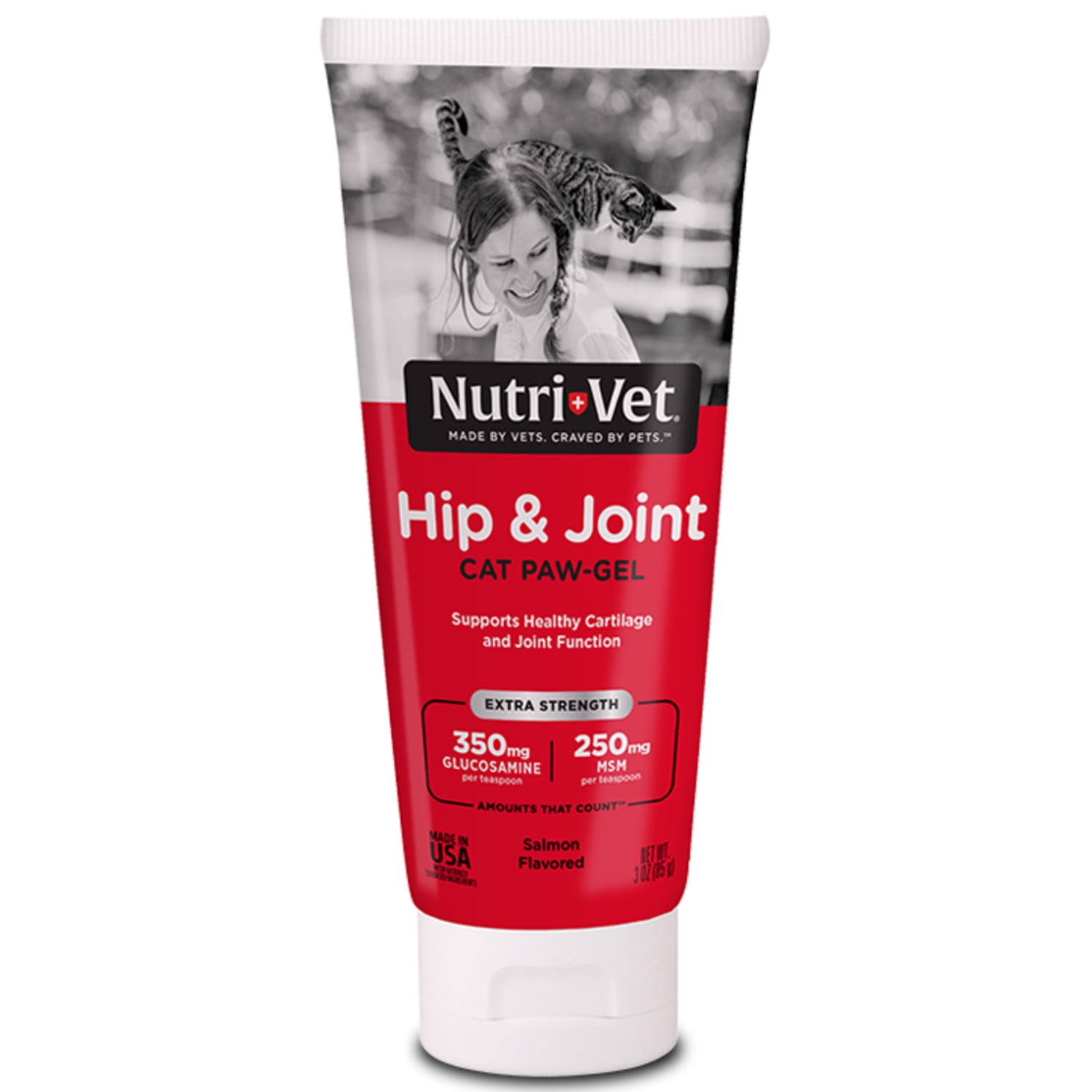 Nutri-Vet Cat Hip & Joint Paw Gel - Cat Joint Supplement - Glucasomine, MSM, and Chondroitin - Tasty & Easy to Give - 3 Ounce Tube
