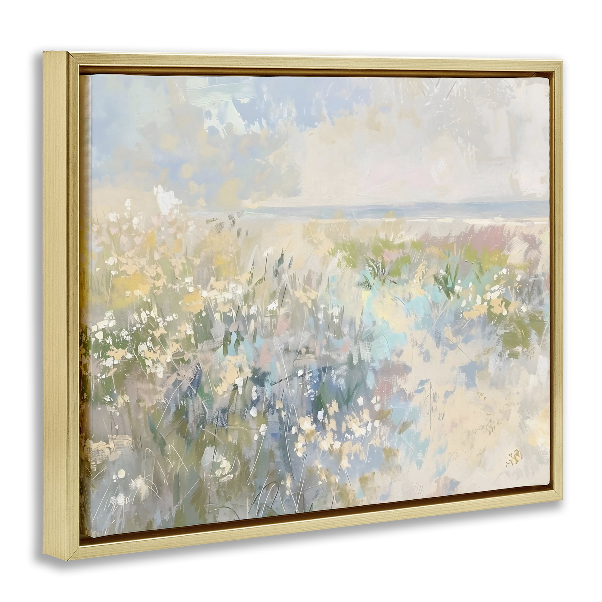 Stupell Industries Mottled Pastel Field Impression Gold Framed Floater Canvas Wall Art, design by Creative Studio