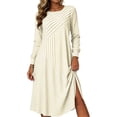 thumbnail image 2 of Omexry Cute Summer Dresses Women's Fashion And Leisure Splicing Long Sleeve Round Neck Loose And Comfortable Dress, 2 of 7