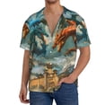 thumbnail image 1 of Fotbe Red Blue Dragon Battle Epic Camisa Estampada de Manga Corta para Hombre, Casual de Verano, Estilo Playero, Sin Arrugas-Medium, 1 of 5