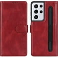 thumbnail image 2 of Compatible with Samsung Galaxy S21 Ultra Wallet Case with S Pen Holder,[Stand Feature] Magnetic Closure Protective with Card Slot,Premium PU Leather Case for Galaxy S21 Ultra 6.8 Inch,Wine Red, 2 of 14