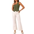 thumbnail image 3 of INSPIRE CHIC Women's Vest Sleeveless Button Down V Neck Crop Waistcoat Army Green S, 3 of 7
