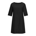 thumbnail image 4 of JUNWELL Caftan Ample Robe Longue pour Femmes Grande Taille Robe en Lin Été Décontractée Sans Manches Col Ras du Cou Poches Robe Maxi, 4 of 6