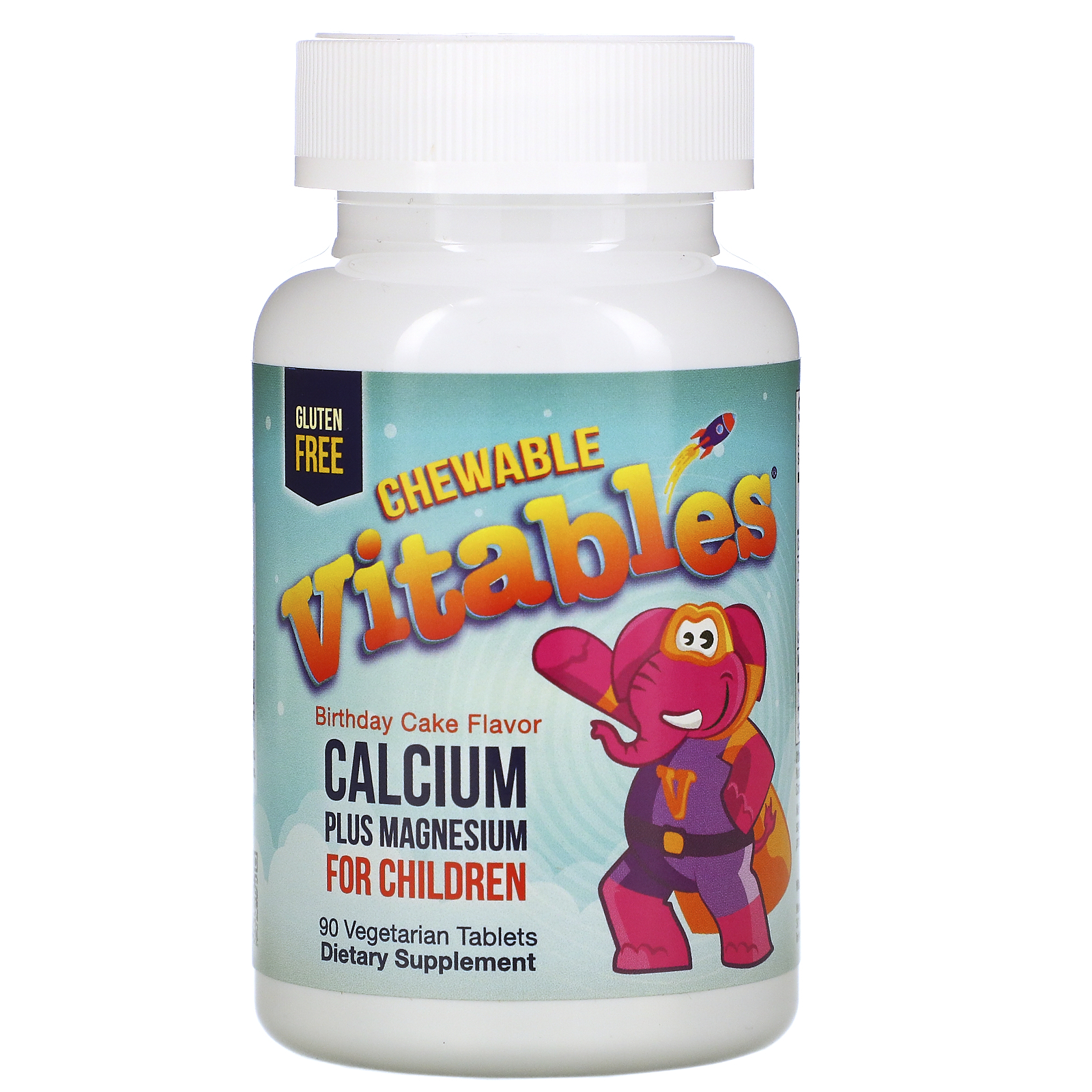 Vitables Chewable Calcium Plus Magnesium for Children, Birthday Cake
