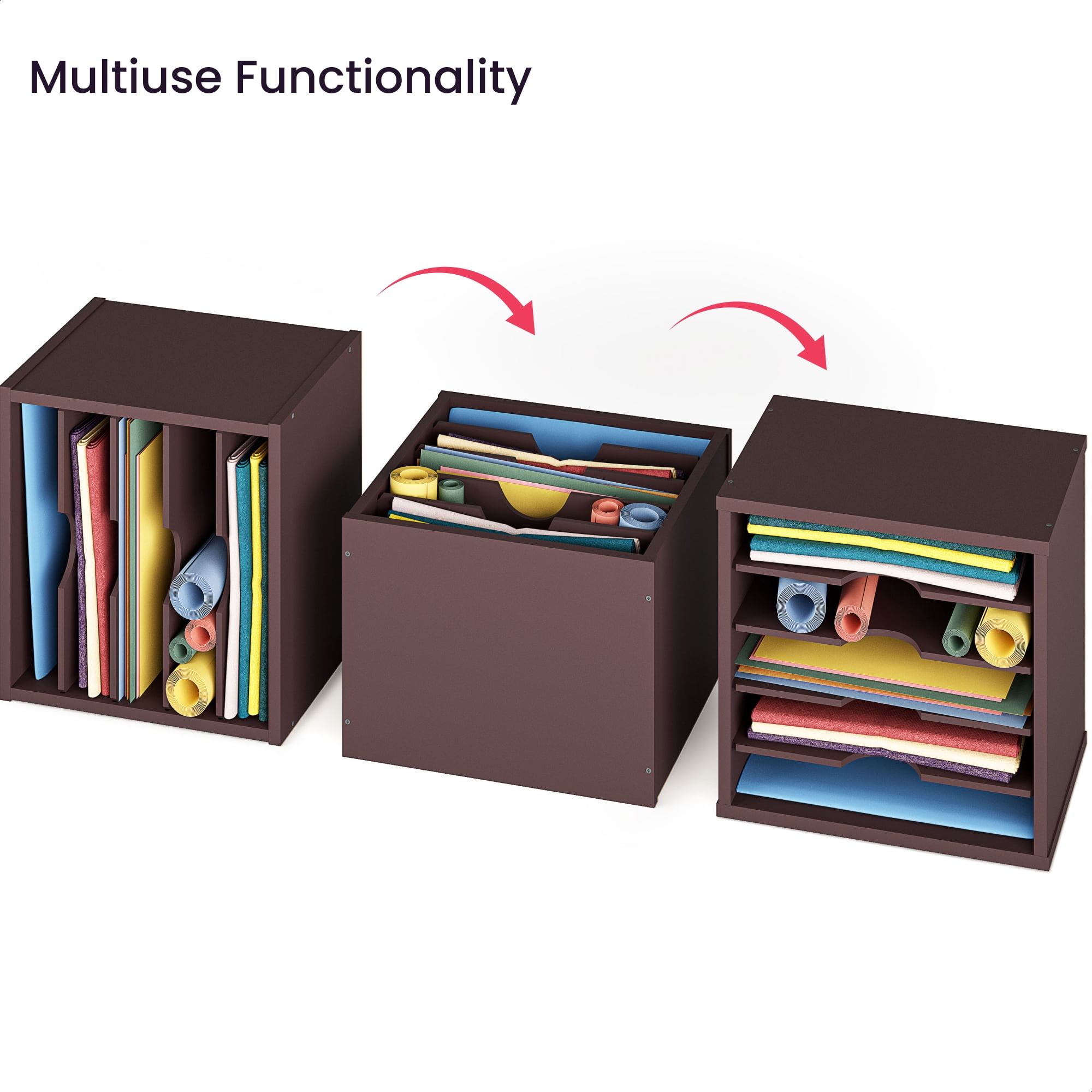 Ballucci 5-Tier Paper Organizer, Desk File Holder, Office Document Letter Tray, Dark Brown